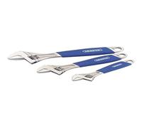 Draper 88598 3 PCE Soft Grip Adjustable Wrench Set, Bleu