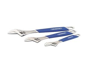 Draper 88598 3 PCE Soft Grip Adjustable Wrench Set, Bleu
