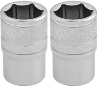 Draper Expert Douille à entraînement carré 1/2" 17 mm | Douille hexagonale à 6 pans | Accessoire de n acier au chrome vanadium | 16607, bleu (Lot de 2)
