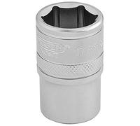 Draper Expert Douille à entraînement carré 1/2" 17 mm | Douille hexagonale à 6 pans | Accessoire de n acier au chrome vanadium | 16607, bleu