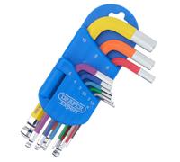 Draper Expert Métrique Bras Court Balle Fin Jeu de Clés Hex Couleur Codé 9 Pièce