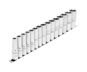 Draper H15md/SR 1/5,1 cm SQ. Dr. métriques douilles profondes sur rail d'une prise (15 pièces), bleu