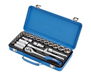 DRAPER HD26M/MT Jeu de douilles métriques à entraînement carré Bleu 1/2" Lot de 26 pièces
