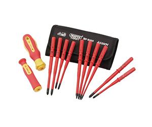 Draper Lot de 12 tournevis interchangeables | XP1000 Extra Slim | Ensemble portable avec étui | 70867