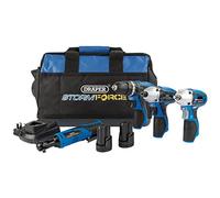 Draper Storm Force 93446 Kit de 4 pièces interchangeables 10,8 V + 2 batteries 1,5 Ah, chargeur et sac