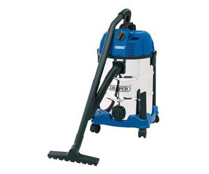 Draper Wdv30ssb humide et sec Aspirateur avec réservoir en acier inoxydable, Bleu, 30 litre