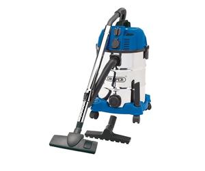 Draper Wdv30sspa humide et sec Aspirateur avec prise de courant intégrée, Bleu, 30 litre