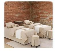 Draps de lit de massage de luxe en coton et lin, couvre-lit épais pour salon de beauté, housse de fumigation respirante, taie d'oreiller jupe de lit pour s Beige Square bedside 190*80cm (74.8*31.5in)
