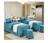 Draps de lit de Massage en lin et coton naturel de qualité supérieure, couvre-lit pour Salon de beauté, housse de Spa respirante, 4 pièces Lake Blue Square bedside 190 * 80cm (74.8 * 31.5in)