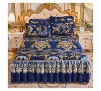 Draps de lit en Velours for Couple, Couvre-Matelas matelassé avec Jupe Dentelle et Peluche, Ligne Simple ou Double, sans taie d'oreiller(OSFQ,180x200x45cm 1pc)
