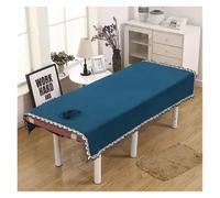 Draps de lit épais en velours bordé dentelle, style salon beauté, couvre-lit, nappe massage SPA, avec ou sans trou. Avec pour Spa, Beauté(Blue,100x200cm with hole)