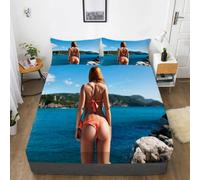 Draps de lit personnalisés avec image pour décoration de la maison, cadeau d'anniversaire, de Noël, de Nouvel An, couvre-lit personnalisé à faire soi-même avec poche profonde, grand lit (160 x 200 cm