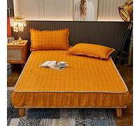 Draps de lit pour lit double, en coton délavé, matelassé, couvre-matelas épais pour chambre à coucher, appartement, orange, 150 x 200 cm (orange, lit double, 135 x 200 cm)