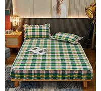 Draps de lit pour lit double, en coton délavé, matelassé, couvre-matelas épais pour chambre à coucher, appartement, orange, 150 x 200 cm (vert, lit simple, 90 x 200 cm)