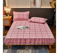 Draps de lit pour lit double, en coton délavé, matelassé, couvre-matelas épais pour chambre à coucher, appartement, orange, 150 x 200 cm (rose, king size, 200 x 220 cm)