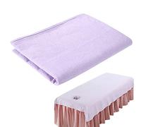 Draps de massage de beauté, protecteur de couverture de lit en coton doux de salon SPA de massage avec le trou de respiration de visage(Lilas)