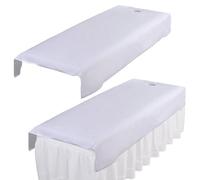 Draps de table de massage, 2 draps table massage, couvre-lit respirant avec trou pour le visage, lit beauté lavable et respectueux la peau pour salons et spas, blanc