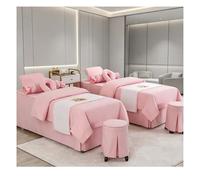 Draps de table de massage en lin et coton respirant de luxe, couvre-lit de beauté de couleur unie, ensemble de housse de lit pour salon de spa avec taie d'or rose Square bedside 185*80cm(72.8*31.5in）