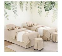 Draps de table de massage en lin et coton respirant de luxe, couvre-lit de beauté de couleur unie, ensemble de housse de lit pour salon de spa avec taie d'o Beige Square bedside 180*60cm(70.8*23.6in)