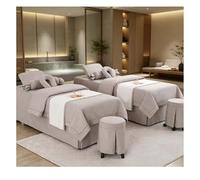 Draps de table de massage en lin et coton respirant de luxe, couvre-lit de beauté de couleur unie, ensemble de housse de lit pour salon de spa avec t Light Brown Square bedside 190*75cm (74.8*29.5in)