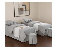 Draps de table de massage en lin et coton respirant de luxe, couvre-lit de beauté de couleur unie, ensemble de housse de lit pour salon de spa avec taie d'o gris. Square bedside 180*60cm(70.8*23.6in)