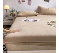 Draps Deep Pocket - Drap-Housse Simple - 90x200 Cm - Profondeur 25 Cm - Lit en Bambou De Couleur Unie, Khaki, Super King (180x200cm)