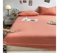 Draps Deep Pocket - Drap-Housse Simple - 90x200 Cm - Profondeur 25 Cm - Lit en Bambou De Couleur Unie, Orange, Super King (180x220cm)