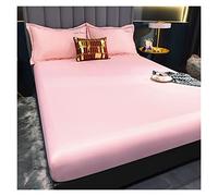 Draps En Soie Rafraîchissants Drap-housse élastique housse de protection matelas couvre-lit en Satin linge lit rayonne drap simple Double reine King Size 90(Picture color-05,Only 2pc pillowcases)