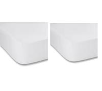Draps-Housses Blancs 160x200- Lot de 2