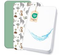 Draps Housses Cododo + 1 Alèse Protège Matelas Compatible Next to Me - Drap Housse Cododo 100% Coton - Alèse 100% Imperméable (Savane, 50 x 83 cm)