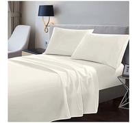 Draps Plats 200 Fils pour lit Simple - 100% Coton égyptien - Super Doux - Qualité hôtelière - Crème