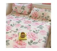 Draps Plats à Fleurs 2 Personnes 100% Coton Drap Supérieur à Fleurs 120x230cm 160x230cm 200x230cm 230x250cm Drap de Lit Doux et Respirant(Large Pink,120x230cm)