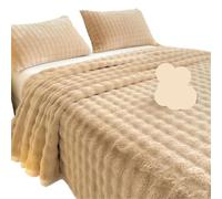 Draps Plats en Velours Pelucheux, draps épais for lit King Size, couvertures Chaudes d'hiver for Une Personne pour Grand Lit(Khaki,180 x 230cm Sheet)