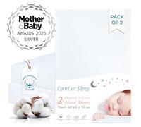 Draps pour Lits Bébé 95x65 - 100% Coton Bio - Lot de 2 Draps Cododo Ultra Doux - Blanc Drap Housse Nacelle Confortable et Respirant