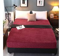 Draps Profonds, draps de lit en Velours en Cristal Single Couvre-lit d'hiver épaissis de lit Non glissé Couvercle Debout Wine_Red_150cmx200cm + 28cm