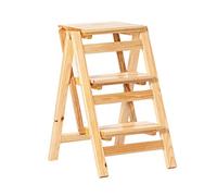 Dratiny składane, Escabeau de Cuisine Pliant escabeau Maison échelle d'escalade sécurité Tabouret en Bois Massif Multi-usages Flo(Natural)