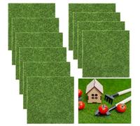 Draupnir 10 Pièces Gazon Artificiel Miniature, 15 x 15 cm Jardin De Pelouse Miniature, Pelouse Verte Artificielle, Mini Simulation Gazons pour Micro Paysage, Maison de Poupée, Décoration Maison