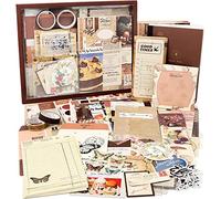 Draupnir Kit d'accessoires de Scrapbooking de 346 Pièces, Brun Vintage Bullet Journal Scrapbook Kit avec A6 Grille Carnet, DIY Cadeau de Scrapbooking pour Adolescentes - Vintage
