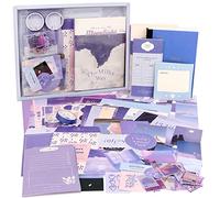 Draupnir Kit d'accessoires de Scrapbooking de 351 Pièces, Violet Esthétique Bullet Journal Scrapbook Kit avec A6 Grille Carnet, DIY Cadeau de Scrapbooking pour Adolescentes - Clair de Lune