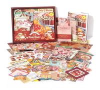 Draupnir Kit d'accessoires de Scrapbooking, Rouge Vintage Bullet Journal Scrapbook Kit avec A6 Grille Carnet, DIY Cadeau de Scrapbooking pour Adolescentes - Food Diary