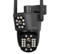 DRAUXI Caméra de sécurité extérieure 4K, Double écran, 8mp, Trois objectifs, PTZ, Zoom Optique 10X, Suivi Automatique, étanche, CCTV Détection de Mouvement(WiFi 8MP No Card)