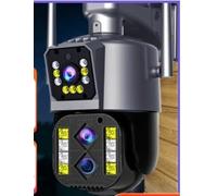 DRAUXI Caméra IP 4K 8MP extérieure à Trois objectifs Double écran PTZ Zoom Optique 10X Suivi Automatique caméra de vidéosurveillance 2 Voies Détection de Mouvement(WiFi 8MP Add 64GB)