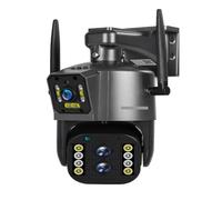DRAUXI Caméra IP 8MP 4K extérieure PTZ Trois objectifs Double écran Zoom Optique 10X Suivi Automatique caméra de vidéosurveillance sécurité étanche Détection de Mouvement(WiFi 8MP No Card)