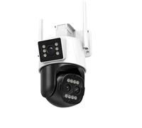 DRAUXI Caméra IP 9MP Extérieure Trois Objectifs 8X Zoom AI Humain Détecter Suivi Automatique De Survalance Détection de Mouvement(3Lens Add 128G Card)