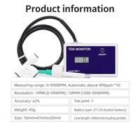 DRAUXI SM1 Simple/TRM1 Triple TDS mètre 0-9990PPM en Ligne TDS testeur de qualité de l'eau écran LCD testeur de pureté de la qualité de l'eau PH mètre Sensible au numérique(Single TDS Meter)