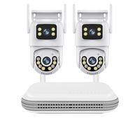 DRAUXI Système de Surveillance WiFi à Double Objectif PTZ avec caméra sécurité Audio bidirectionnelle et kit vidéosurveillance NVR 8 canaux pour entrepôt Commercial(None,NVR add 2PCS A29)