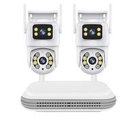 DRAUXI Système de Surveillance WiFi à Double Objectif PTZ avec caméra sécurité Audio bidirectionnelle et kit vidéosurveillance NVR 8 canaux pour entrepôt Commercial(1T,NVR add 2PCS A31)