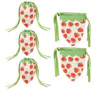 Draw String Sac à dos - Sac en flanelle - 5 x Réutilisables - Impression fraise - Tissu - Sac à langer - Traiter les sacs à bonbons - Fournitures de fête pour les