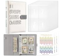 Drawelry 100 Days Envelopes Money Saving Challenge Binder, A5 Savings Challenges Book with Cash Envelopes & Reusable Tracker Cash Budget Book Envelopes for Office Home School (Gris)