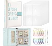 Drawelry 100 Days Envelopes Money Saving Challenge Binder, A5 Savings Challenges Book with Cash Envelopes & Reusable Tracker Cash Budget Book Envelopes for Office Home School (Bleu)